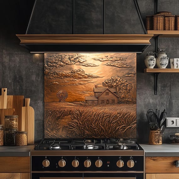 Farmhouse Backsplash, Windmill Glass Kitchen Splashback