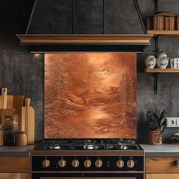 Mountain Landscape Kitchen Backsplash, UV Printed Tempered Glass Wall Art, Custom Size Design