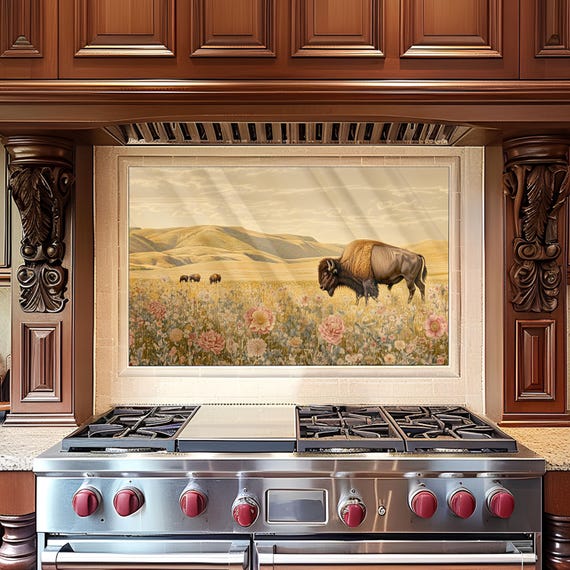 Buffalo Tempered Glass Kitchen Backsplash: Stove Area Wall Art